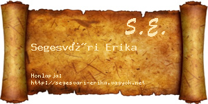 Segesvári Erika névjegykártya